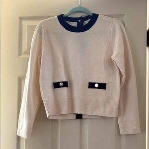 Sandro Andy , soft Cream and Black Crew Neck Sweater